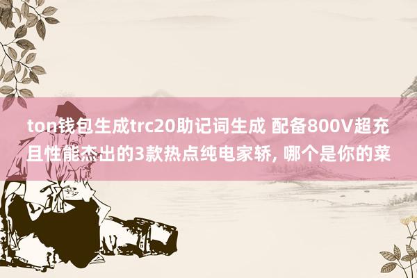 ton钱包生成trc20助记词生成 配备800V超充且性能杰出的3款热点纯电家轿, 哪个是你的菜